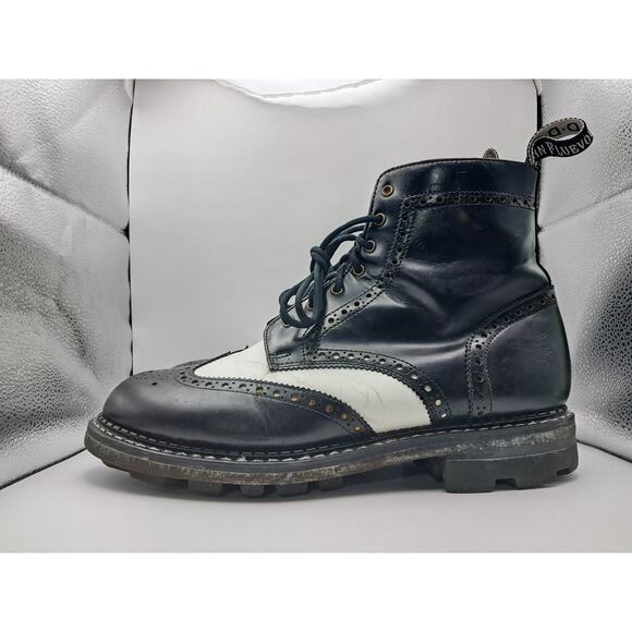 Size 11M - Vintage 80s John Fluevog Boots Black White Leather Two Tone Rare” - Picture 5 of 9